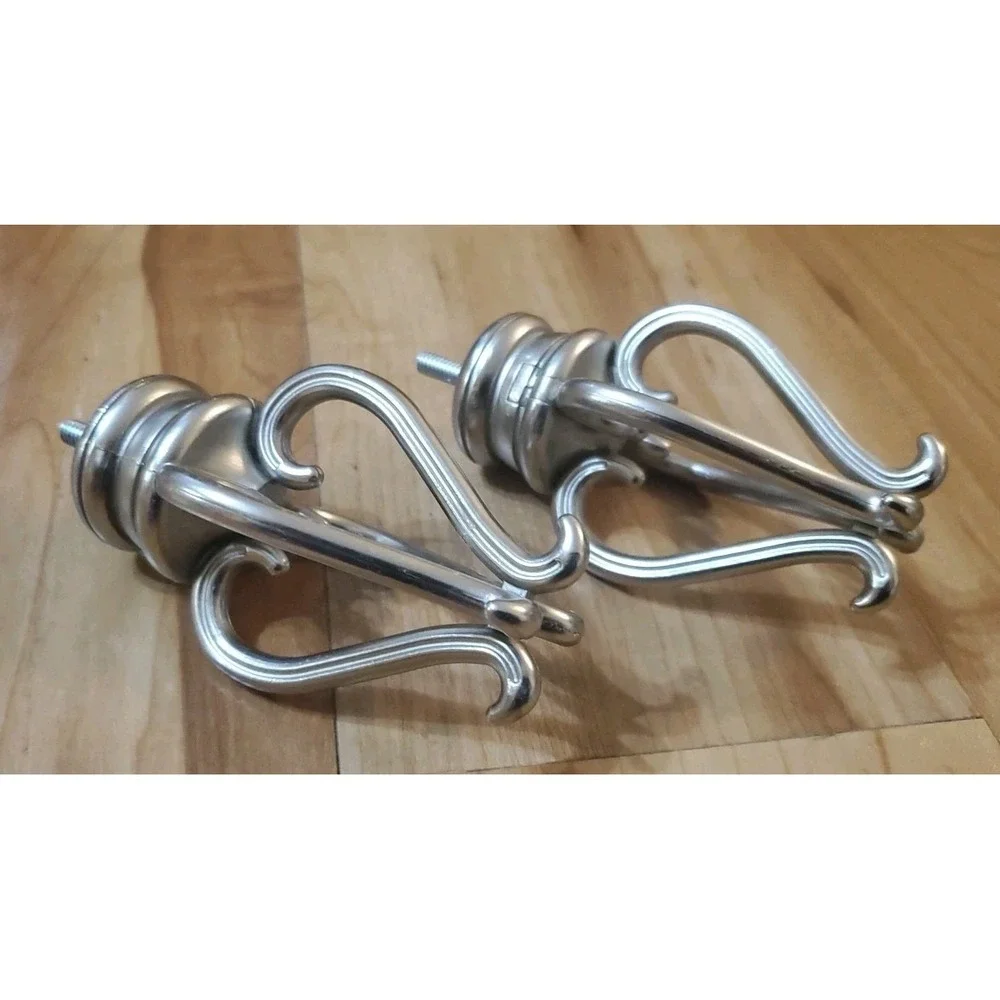Cambria Premier Florentine Finials Brushed Nickel Silver 2 Curtain Rod Ends